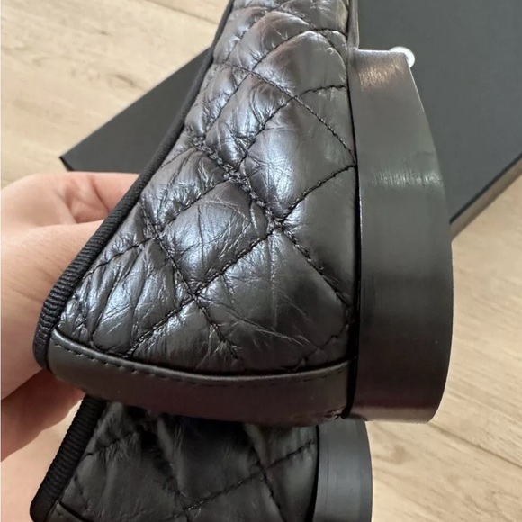 NIB CHANEL Black Aged Calfskin Cap Toe Ballerina Flats w/ Receipt - Picture 8 of 12